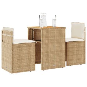 Sillas y mesita de jardín 3 piezas ratán sintético cojín beige en Conjuntos de jardín | Comprar online en Foru.es