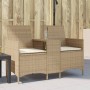 Sofá de jardín 2 plazas con mesa y cojines ratán PE beige en Sofás de exterior | Comprar online en Foru.es