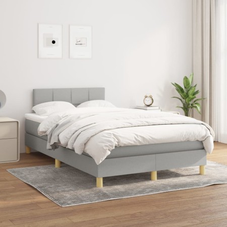 Cama box spring con colchón tela gris claro 120x200 cm de vidaXL, Camas y somieres - Ref: Foro24-3140601, Precio: 387,78 €, D...