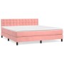 Cama box spring con colchón terciopelo rosa 160x200 cm de vidaXL, Camas y somieres - Ref: Foro24-3141556, Precio: 456,91 €, D...
