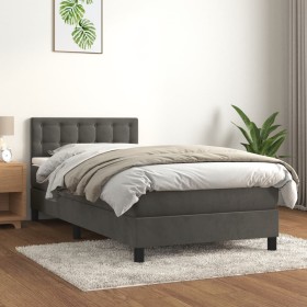 Cama box spring con colchón terciopelo gris oscuro 90x200 cm de vidaXL, Camas y somieres - Ref: Foro24-3141522, Precio: 294,8...