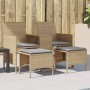 Sofá de jardín 2 plazas con mesa y taburetes ratán PE beige en Sofás de exterior | Comprar online en Foru.es
