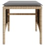 Sofá de jardín 2 plazas con mesa y taburetes ratán PE beige en Sofás de exterior | Comprar online en Foru.es