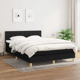 Box spring bed with black fabric mattress 140x190 cm by vidaXL, Beds and slatted bases - Ref: Foro24-3140611, Price: 464,97 €...