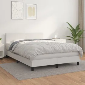 Cama box spring con colchón cuero sintético blanco 140x200cm de vidaXL, Camas y somieres - Ref: Foro24-3141006, Precio: 469,0...