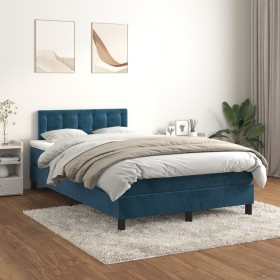 Cama box spring con colchón terciopelo azul oscuro 120x200 cm de vidaXL, Camas y somieres - Ref: Foro24-3141537, Precio: 397,...