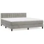 Box spring bed with light gray velvet mattress 180x200 cm by vidaXL, Beds and slatted bases - Ref: Foro24-3141557, Price: 507...