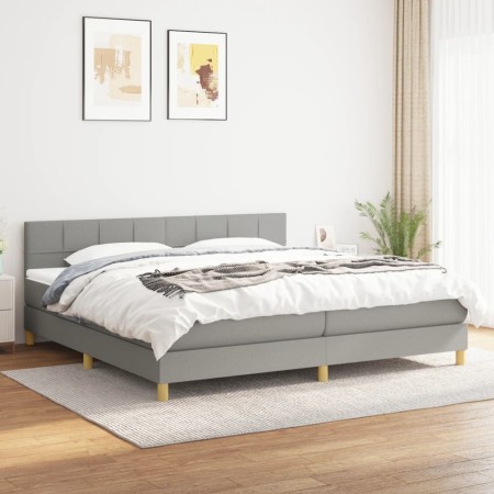 Cama box spring con colchón tela gris claro 200x200 cm de vidaXL, Camas y somieres - Ref: Foro24-3140641, Precio: 576,93 €, D...