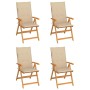 Sillas de jardín 4 uds madera maciza de teca con cojines beige en Sillas de jardín | Comprar online en Foru.es