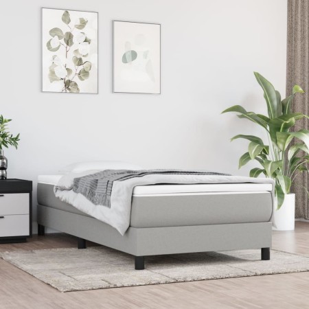 Cama box spring con colchón tela gris claro 100x200 cm de vidaXL, Camas y somieres - Ref: Foro24-3144053, Precio: 289,17 €, D...