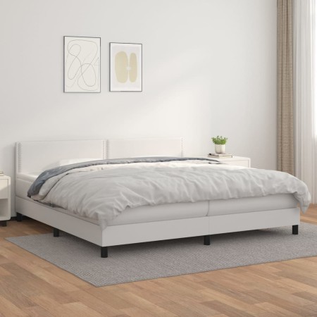 Cama box spring con colchón cuero sintético blanco 200x200 cm de vidaXL, Camas y somieres - Ref: Foro24-3141084, Precio: 580,...