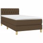 Cama box spring con colchón tela marrón oscuro 90x200 cm de vidaXL, Camas y somieres - Ref: Foro24-3140828, Precio: 293,53 €,...