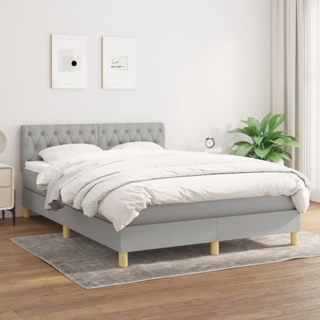 Cama box spring con colchón tela gris claro 140x200 cm de vidaXL, Camas y somieres - Ref: Foro24-3140857, Precio: 425,27 €, D...