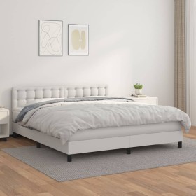 Cama box spring con colchón cuero sintético blanco 180x200 cm de vidaXL, Camas y somieres - Ref: Foro24-3141138, Precio: 532,...