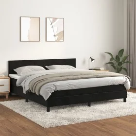Box spring bed with black velvet mattress 160x200 cm by vidaXL, Beds and slatted bases - Ref: Foro24-3141193, Price: 485,82 €...
