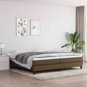 Cama box spring con colchón tela marrón oscuro 200x200 cm de vidaXL, Camas y somieres - Ref: Foro24-3144104, Precio: 536,32 €...