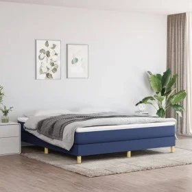 Box spring bed with blue fabric mattress 160x200 cm by vidaXL, Beds and slatted bases - Ref: Foro24-3144189, Price: 438,06 €,...
