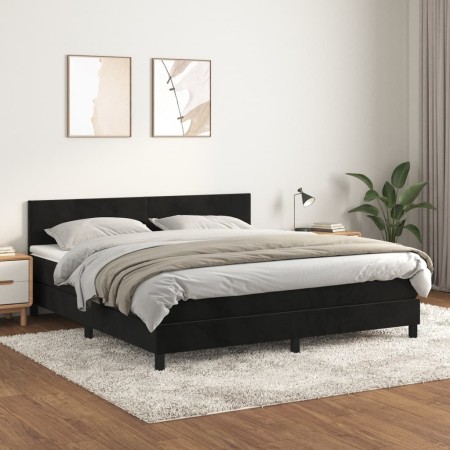 Cama box spring con colchón terciopelo negro 180x200 cm de vidaXL, Camas y somieres - Ref: Foro24-3141199, Precio: 515,92 €, ...