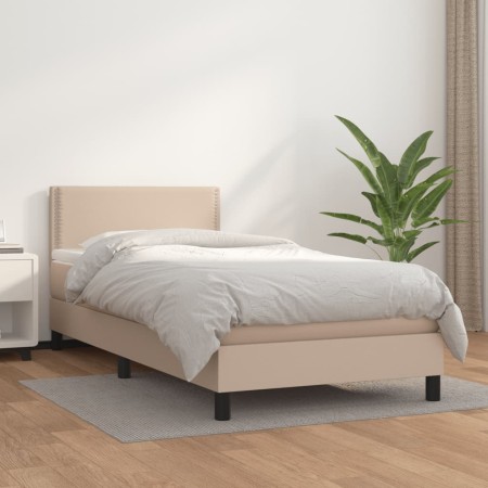 Cama box spring con colchón cuero sintético capuchino 100x200cm de vidaXL, Camas y somieres - Ref: Foro24-3141052, Precio: 31...