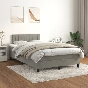 Cama box spring con colchón terciopelo gris claro 120x200 cm de vidaXL, Camas y somieres - Ref: Foro24-3141413, Precio: 375,4...
