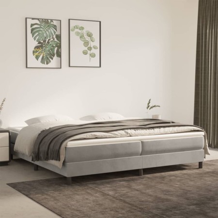 Cama box spring con colchón terciopelo gris claro 200x200 cm de vidaXL, Camas y somieres - Ref: Foro24-3144351, Precio: 504,1...