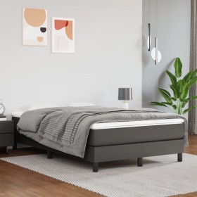 Cama box spring con colchón cuero sintético gris 120x200 cm de vidaXL, Camas y somieres - Ref: Foro24-3144253, Precio: 364,22...
