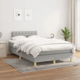 Box spring bed with light gray fabric mattress 120x200 cm by vidaXL, Beds and slatted bases - Ref: Foro24-3140841, Price: 379...