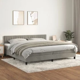 Cama box spring con colchón terciopelo gris claro 200x200 cm de vidaXL, Camas y somieres - Ref: Foro24-3141443, Precio: 547,6...