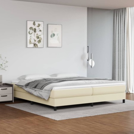 Cama box spring con colchón cuero sintético crema 200x200 cm de vidaXL, Camas y somieres - Ref: Foro24-3144281, Precio: 488,8...