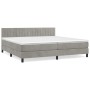 Cama box spring con colchón terciopelo gris claro 200x200 cm de vidaXL, Camas y somieres - Ref: Foro24-3141443, Precio: 571,9...