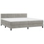 Cama box spring con colchón terciopelo gris claro 200x200 cm de vidaXL, Camas y somieres - Ref: Foro24-3141443, Precio: 571,9...