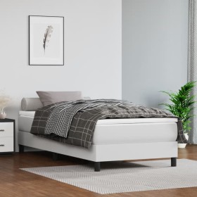 Cama box spring con colchón cuero sintético blanco 90x190 cm de vidaXL, Camas y somieres - Ref: Foro24-3144238, Precio: 256,5...
