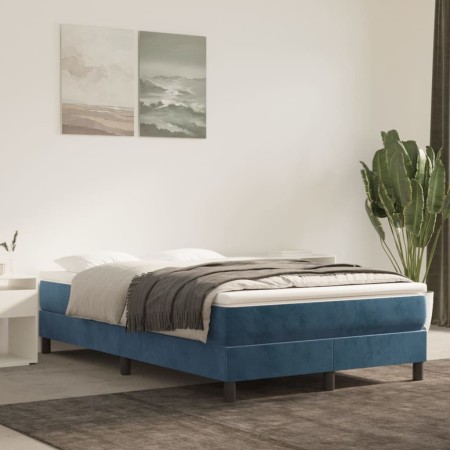 Cama box spring con colchón terciopelo azul oscuro 120x200 cm de vidaXL, Camas y somieres - Ref: Foro24-3144325, Precio: 357,...