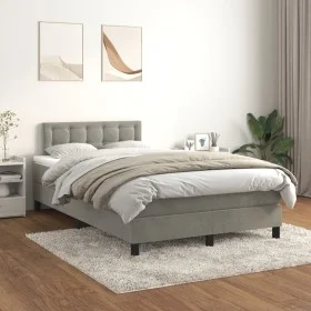 Box spring bed with light gray velvet mattress 120x200 cm by vidaXL, Beds and slatted bases - Ref: Foro24-3141533, Price: 376...