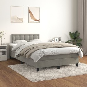 Cama box spring con colchón terciopelo gris claro 120x200 cm de vidaXL, Camas y somieres - Ref: Foro24-3141533, Precio: 384,3...