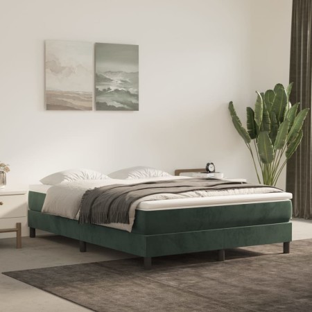 Cama box spring con colchón terciopelo verde oscuro 140x190 cm de vidaXL, Camas y somieres - Ref: Foro24-3144330, Precio: 389...
