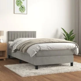 Box spring bed with light gray velvet mattress 90x190 cm by vidaXL, Beds and slatted bases - Ref: Foro24-3141395, Price: 289,...