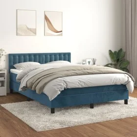Boxspringbett mit dunkelblauer Samtmatratze 140x190 cm von vidaXL, Betten und Lattenroste - Ref: Foro24-3141543, Preis: 406,5...