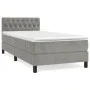 Box spring bed with light gray velvet mattress 90x190 cm by vidaXL, Beds and slatted bases - Ref: Foro24-3141461, Price: 290,...