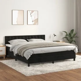 Box spring bed with black velvet mattress 160x200 cm by vidaXL, Beds and slatted bases - Ref: Foro24-3141553, Price: 482,60 €...