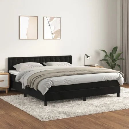 Box spring bed with black velvet mattress 160x200 cm by vidaXL, Beds and slatted bases - Ref: Foro24-3141553, Price: 482,60 €...