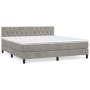 Cama box spring con colchón terciopelo gris claro 160x200 cm de vidaXL, Camas y somieres - Ref: Foro24-3141491, Precio: 484,2...