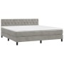 Cama box spring con colchón terciopelo gris claro 160x200 cm de vidaXL, Camas y somieres - Ref: Foro24-3141491, Precio: 484,2...