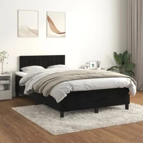 Cama box spring con colchón terciopelo negro 120x200 cm de vidaXL, Camas y somieres - Ref: Foro24-3141415, Precio: 362,72 €, ...