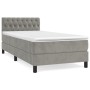 Cama box spring con colchón terciopelo gris claro 90x190 cm de vidaXL, Camas y somieres - Ref: Foro24-3141455, Precio: 299,03...