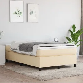 Box spring bed with cream fabric mattress 120x200 cm by vidaXL, Beds and slatted bases - Ref: Foro24-3144412, Price: 357,83 €...