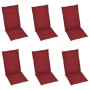 Sillas de jardín 6 uds madera maciza de teca cojines rojo tinto en Sillas de jardín | Comprar online en Foru.es
