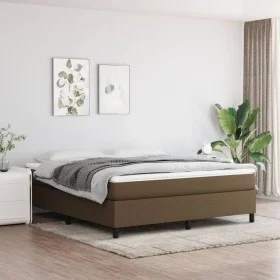 Cama box spring con colchón tela marrón oscuro 180x200 cm de vidaXL, Camas y somieres - Ref: Foro24-3144442, Precio: 497,32 €...