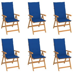 Sillas de jardín 6 uds madera maciza de teca cojines azul royal en Sillas de jardín | Comprar online en Foru.es