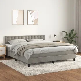 Boxspringbett mit hellgrauer Samtmatratze 160x200 cm von vidaXL, Betten und Lattenroste - Ref: Foro24-3141551, Preis: 487,52 ...